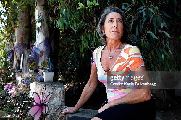 Jody Siegler is photographed at the memorial set up for her daughter, Julia, who was killed two years ago in a horrific accident on Sunset Boulevard...