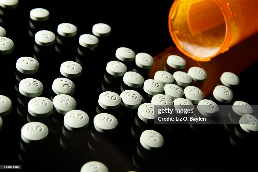 OxyContin 80 mg pills are shot in the studio on August 1, 2013.