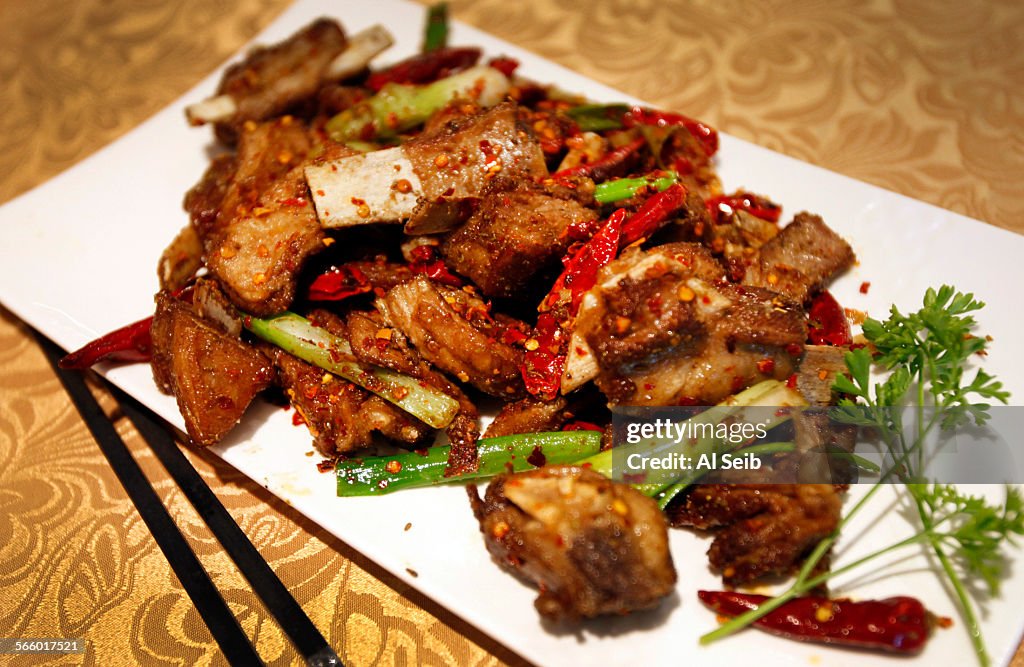 Lamb Ribs spiced with red peppers and garlic at Wang Shun Ge at 8391 Alexandra Road in Richmond nea