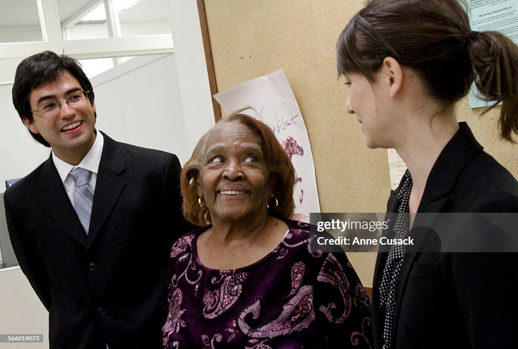 L to R Gabriel Martinez (graduate of Stanford law school),Lois Taylor, 78, (mother of Gregory Taylo