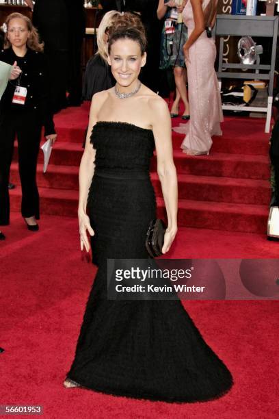 Actress Sarah Jessica Parker arrives to the 63rd Annual Golden Globe Awards at the Beverly Hilton on January 16, 2006 in Beverly Hills, California.