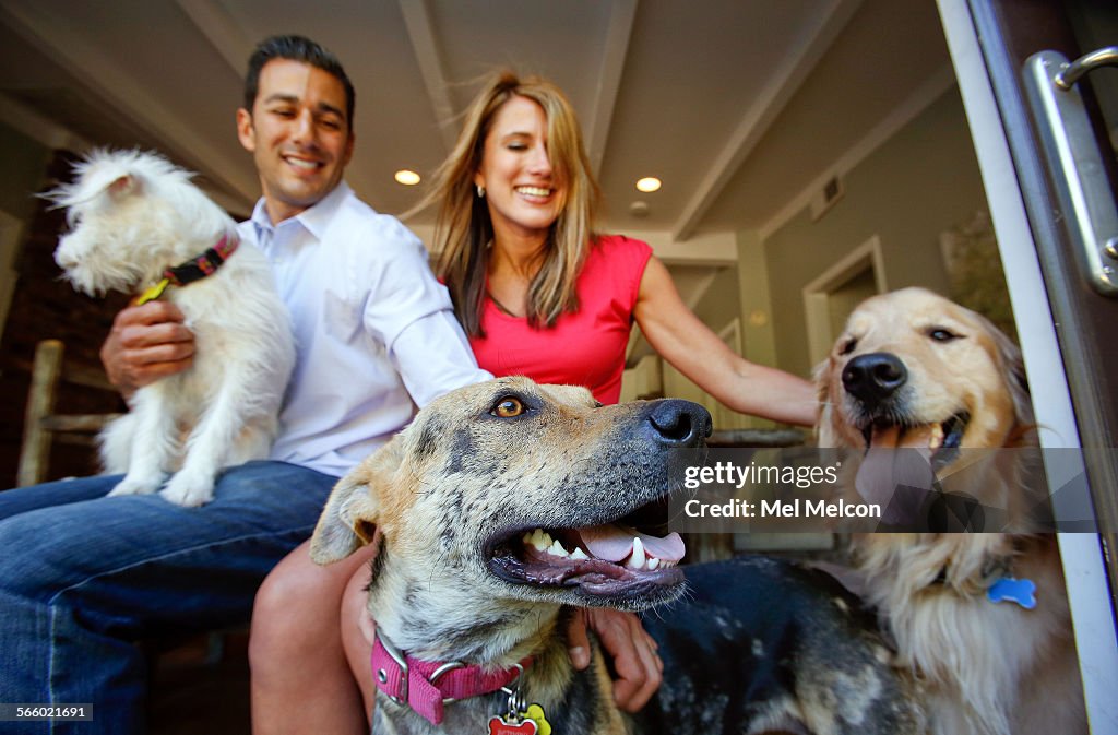 John Pollak and his wife Rachel Israel are photographed at their Sherman Oaks home on June 7, 2013