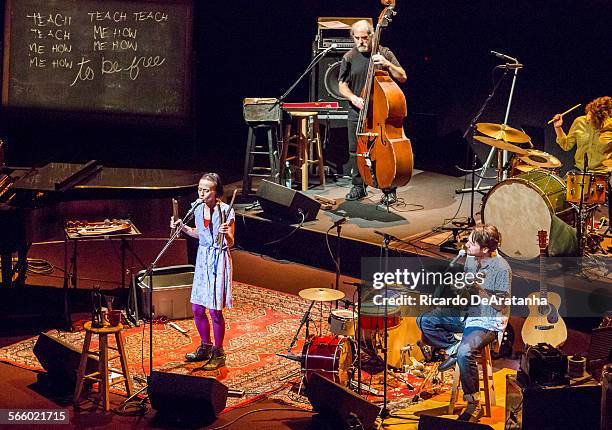 Fiona Apple, Sebastian Steinberg on bass, Black Mills on guitar, and Barbara Gruska on drums, at Disney Concert Hall, Monday, October 07, 2013.