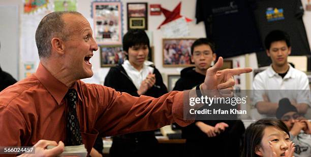Sam Calavitta teaches a math class in highly energize manner at Fairmont Preparatory Academy in Anaheim. Calavitta is the only California teacher to...