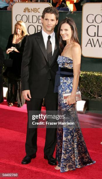 Actor Eric Bana and wife Rebecca Gleeson arrive to the 63rd Annual Golden Globe Awards at the Beverly Hilton on January 16, 2006 in Beverly Hills,...