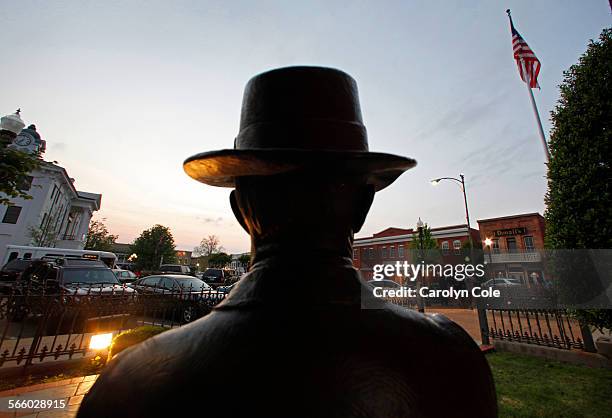 Statue of William Faulkner in downtown Oxford, Mississippi, April 20 2011.