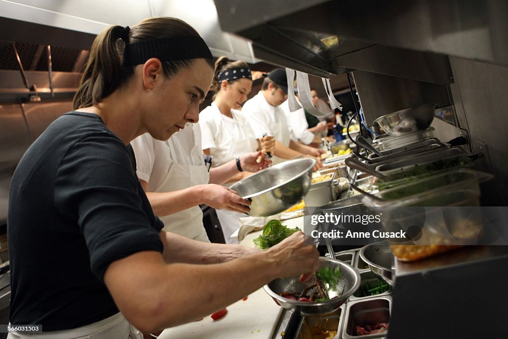 Co-owner and chef Suzanne Goin at work in the kitchen at Tavern in Brentwood shot on July 24, 2009.