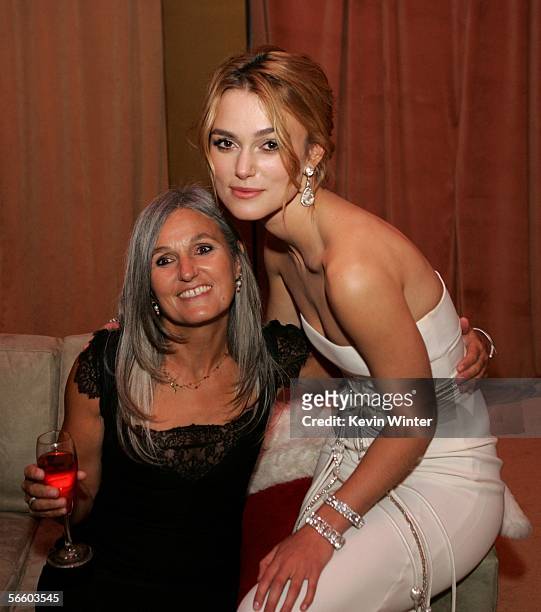 Actress Keira Knightley and her mother Sharman Macdonald attend the Universal/NBC/Focus Features Golden Globe after party held at the Beverly Hilton...