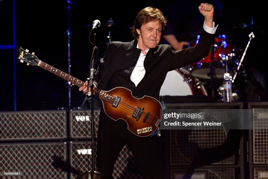 Sir Paul McCartney performs as the headliner of the Main Stage at the Coachella Music and Arts Fest