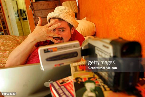 Hayden Black records himself on a camcorder during a scene from "Abigail's XRated Teen Diary, at his home in Burbank on June 19, 2008. The webbased...