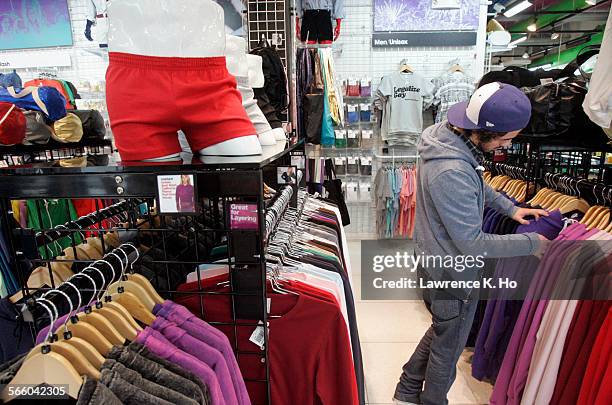 The American Apparel clothing store in Los Angeles on Mar. 4, 2009. Shopper in the store.