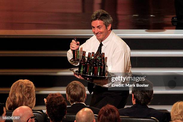 Front row gets beer at The 62nd Annual Primetime Emmy Awards Show on August 29, 2010 at Nokia Theatre, L.A. Live, Los Angeles, California.