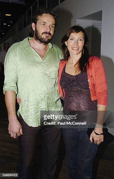 Actress Claudia Karvan and her partner Jeremy Sparks attend the opening night of "Dissident, Goes Without Saying" at the Sydney Theatre Company on...