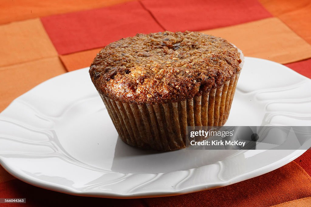 Bran muffin with raisins and pumkin seeds.