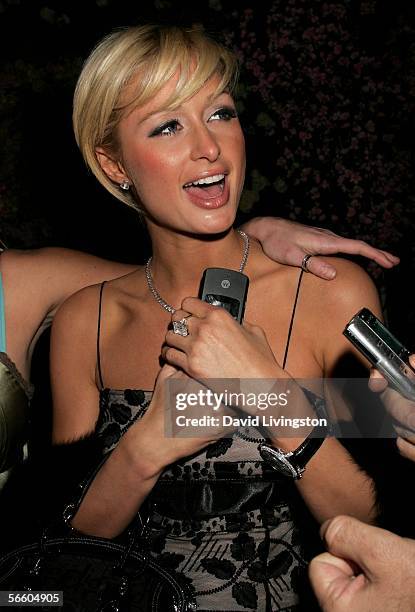 Actress Paris Hilton attends the Weinstein Co. Golden Globe after party held at Trader Vic's on January 16, 2006 in Beverly Hills, California.
