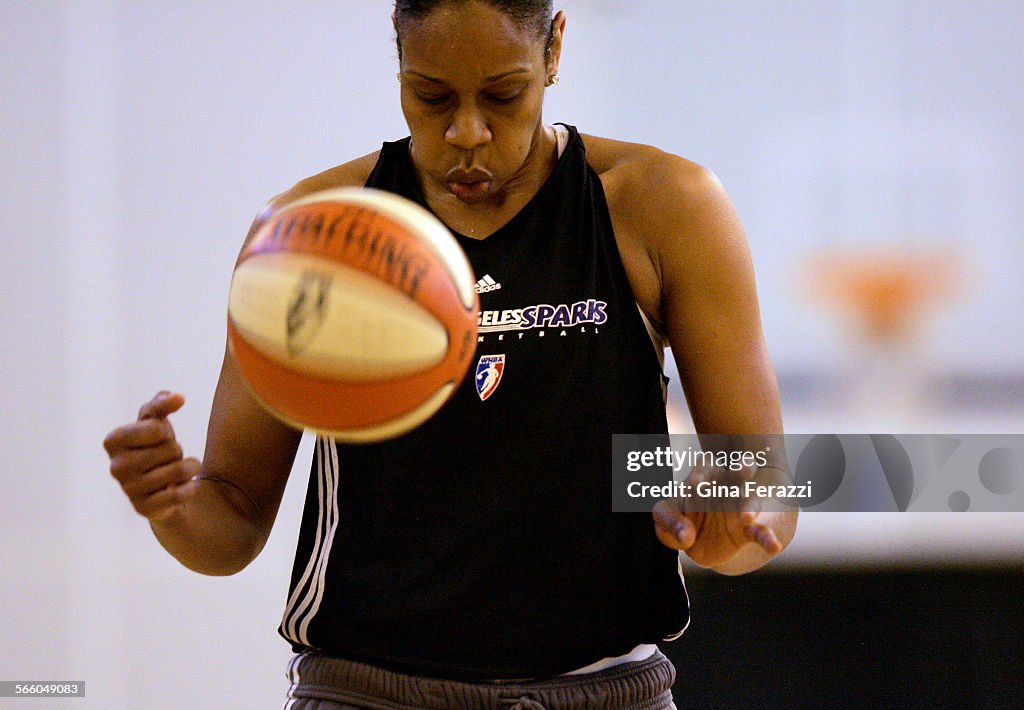Tina Thompson lets out a deep breath before shooting a free throw during a recent scrimmage at Sout