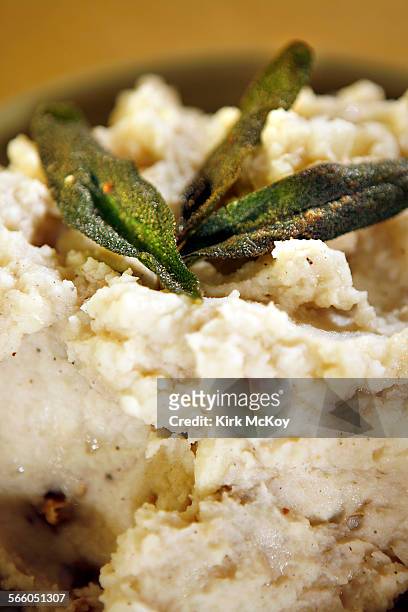 Thanksgiving for the leftovers of Thanksgiving, The food section we will photograph Brown Butter mashed potatoes with fried sage leaves.