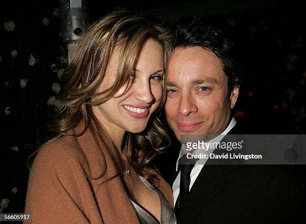 Actor Chris Kattan and actress Sunshine Deia Tutt attend the Weinstein Co. Golden Globe after party held at Trader Vic's on January 16, 2006 in...