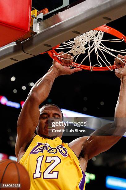 Lakers guard Shannon Brown throws down a dunk off an alley oop pass from Kobe Bryant in the second quarter Friday, Dec. 11 at Staples Center.