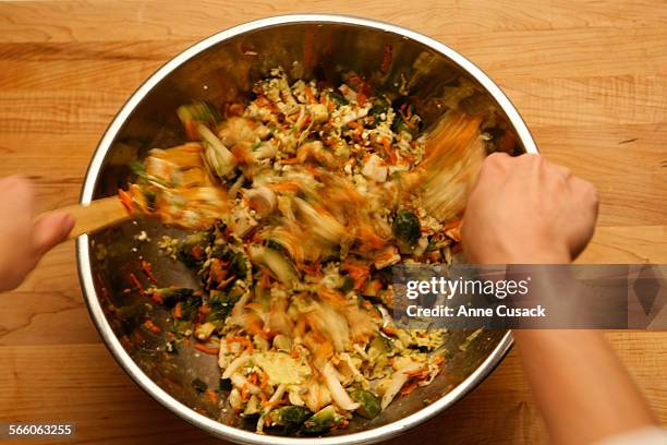 Thanksgiving leftovers Friday night salad with roasted cumin, honey and lime dressing for food shoot in the Los Angeles Times via Getty Images studio...