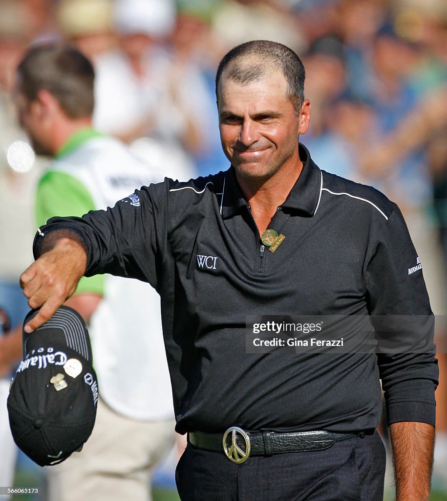 Rocco Mediate acknowledges the crowd after finishing at 1under par during the final round of the U