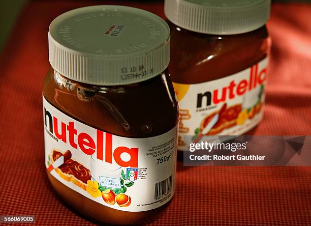 Nutella spread from Italy, left, and made for the USA, in Canada.