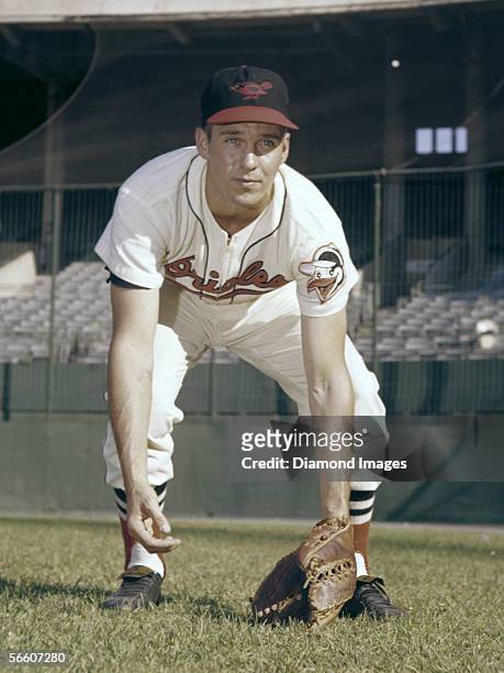 Thirdbaseman Brooks Robinson, of the Baltimore Orioles, poses for a portrait prior to a game in 1958 at Memorial Stadium in Baltimore, Maryland.