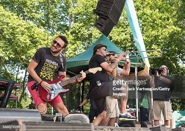Uruguayan band No Te Va Gustar perform onstage during the closing concert at the 16th Annual Latin American Music Conference series at Central Park...