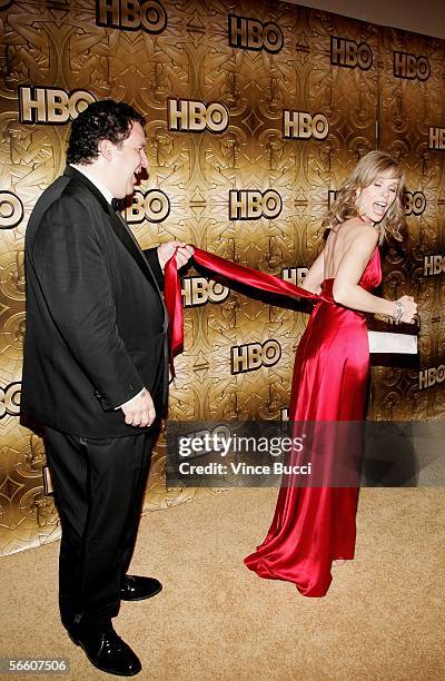 Actor Jeff Garlin and actress Cheryl Hines arrive at the HBO Golden Globe after party held at the Beverly Hilton on January 16, 2006 in Beverly...