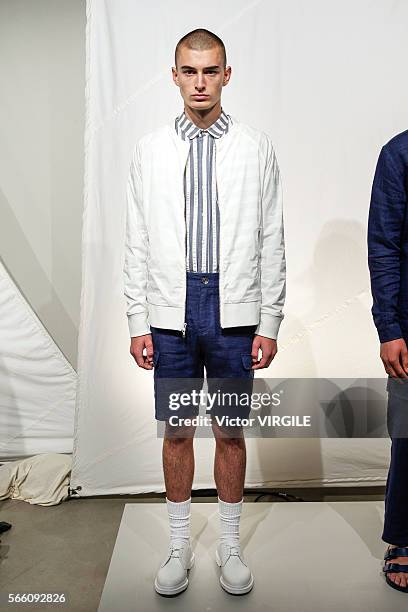 Model walks the runway at the Matiere fashion show during New York Fashion Week: Men's S/S 2017 on July 13, 2016 in New York City.