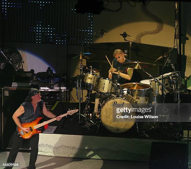 Roger Glover and Ian Paice of Deep Purple perform on stage in concert at The Astoria on January 17, 2006 in London, England.