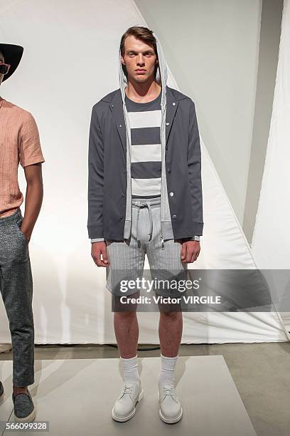 Model walks the runway at the Matiere fashion show during New York Fashion Week: Men's S/S 2017 on July 13, 2016 in New York City.