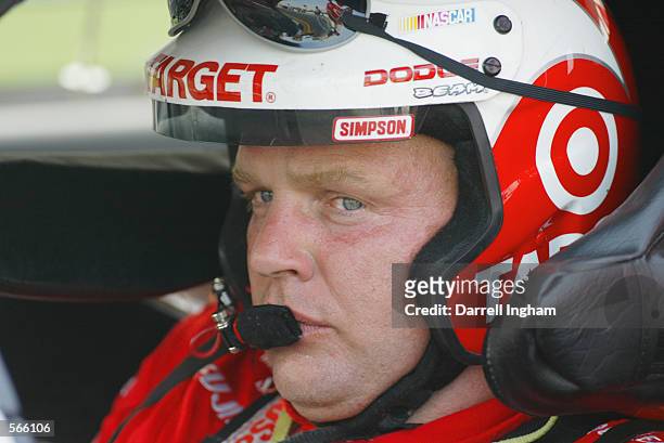 Jimmy Spencer driver of the Target Ganassi Racing Dodge Intrepid R/T during practice for The Winston NASCAR event at the Lowe's Motor Speedway in...