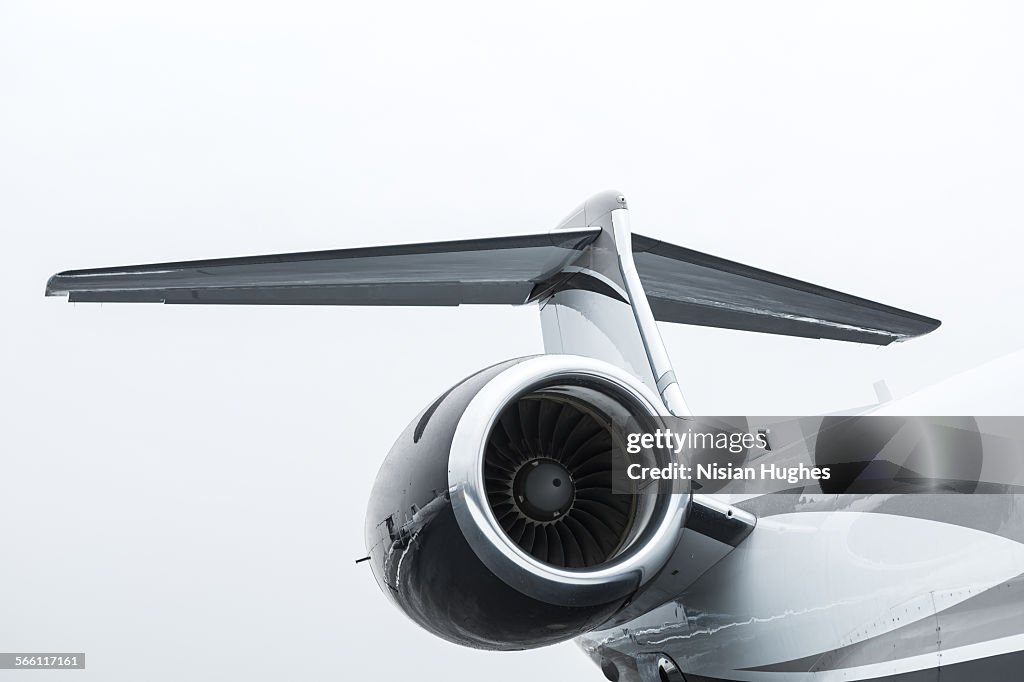Tail and turbine engine of private jet