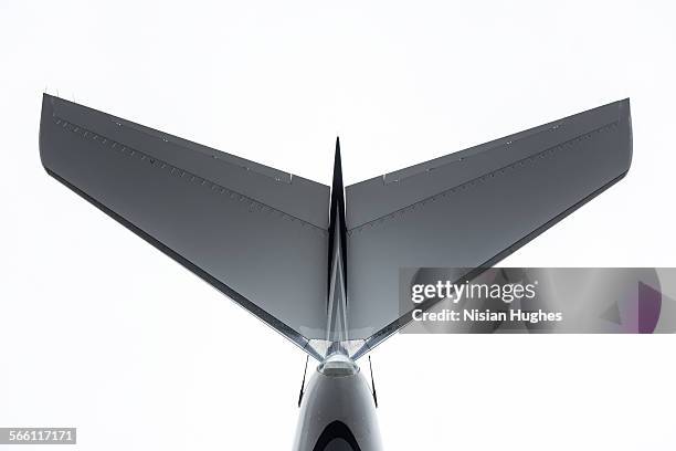 tail of private jet - airplane part fotografías e imágenes de stock