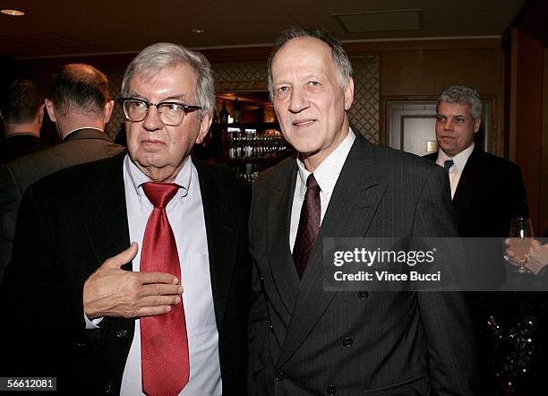 Writer/Executive Producer Larry McMurtry and Director Werner Herzog attend the cocktail reception for 31st Annual Los Angeles Film Critics...