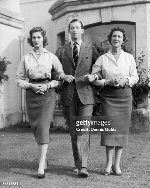 Prince Edward, Duke of Kent, at his country home of Coppins in Buckinghamshire, a few days before his 21st birthday, 4th October 1956. With him are...