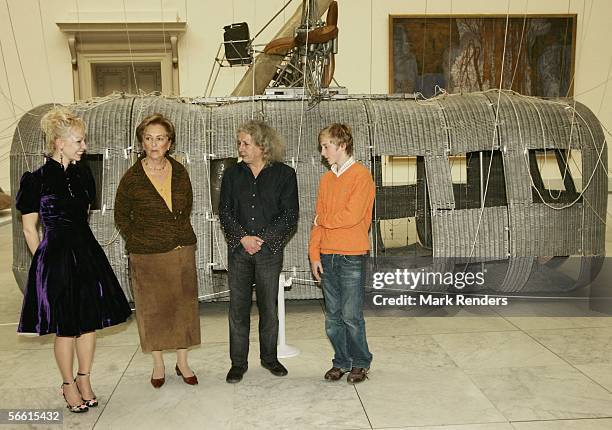 Belgium's Queen Paola, her grandson Prince Joachim, the son of Princess Astrid and Prince Lorentz, artist Panamarenko and his girlfriend Evelien...