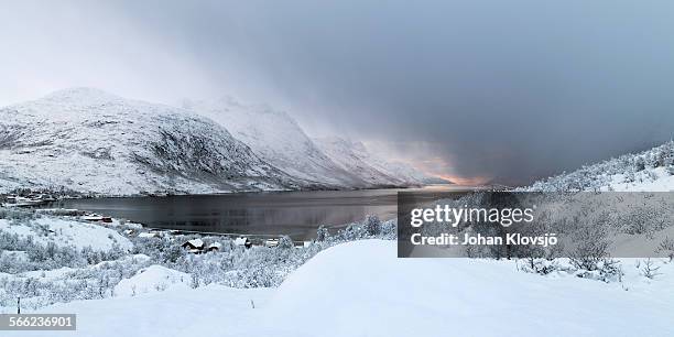 snow on the horizon - troms fylke stock pictures, royalty-free photos & images