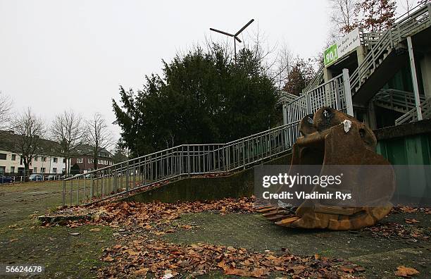 General view of the entrance to the stands is seen prior to the demolition of the legendary Bokelberg Stadium on January 19, 2006 in Monchengladbach,...