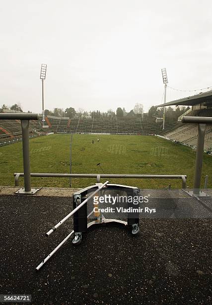 General view is seen prior to the demolition of the legendary Bokelberg Stadium on January 19, 2006 in Monchengladbach, Germany. Bokelberg Stadium...