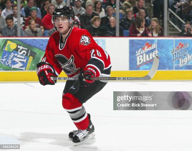 Daniel Paille of the Buffalo Sabres skates against the Los Angeles Kings during the NHL game on January 14, 2006 at HSBC Arena in Buffalo, New York....