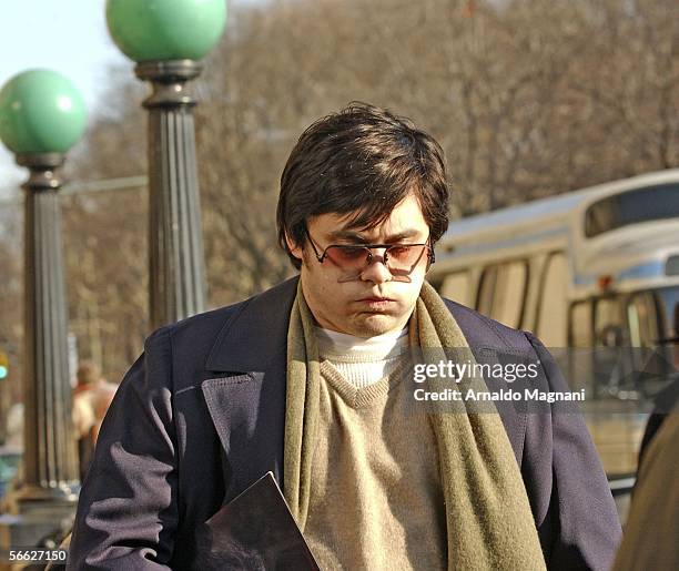 Jared Leto is seen on the movie set during filming "Chapter 27" in front of the Dakota building in Manhattan on January 19, 2005 in New York City....