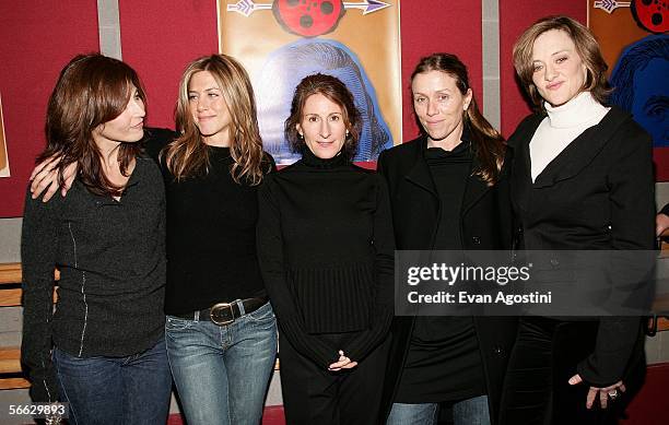 Actresses Catherine Keener, Jennifer Aniston, director Nicole Holofcener, actresses Frances McDormand and Joan Cusack arrive at the "Friends with...