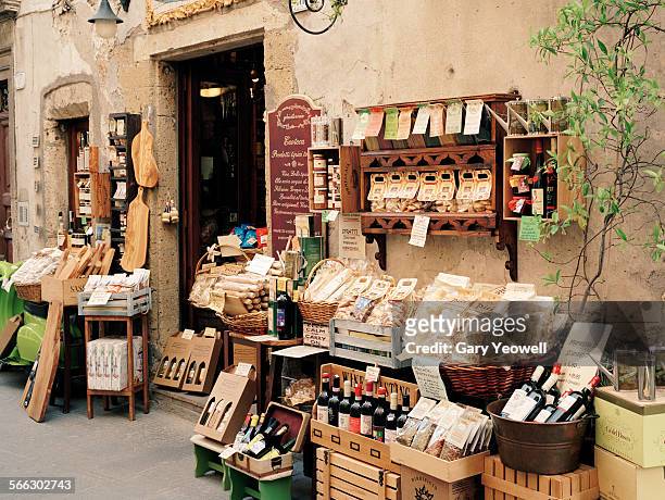 typical italian food shop front - tuscany stock pictures, royalty-free photos & images
