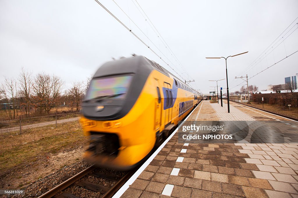 Fast train passing at Zaandam station