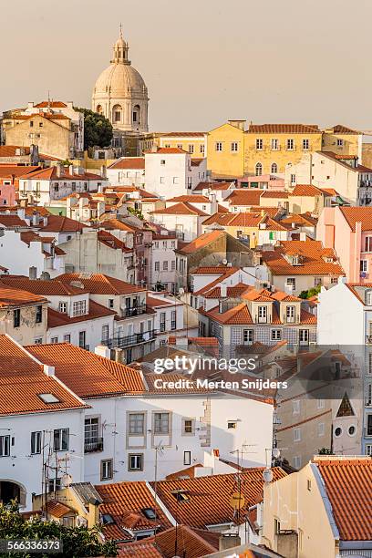 panteão nacional in alfama at sunset - panteão nacional stock pictures, royalty-free photos & images