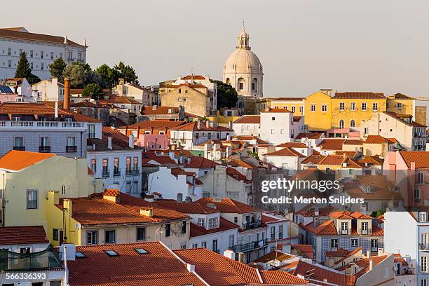 panteão nacional in alfama at sunset - panteão nacional stock pictures, royalty-free photos & images