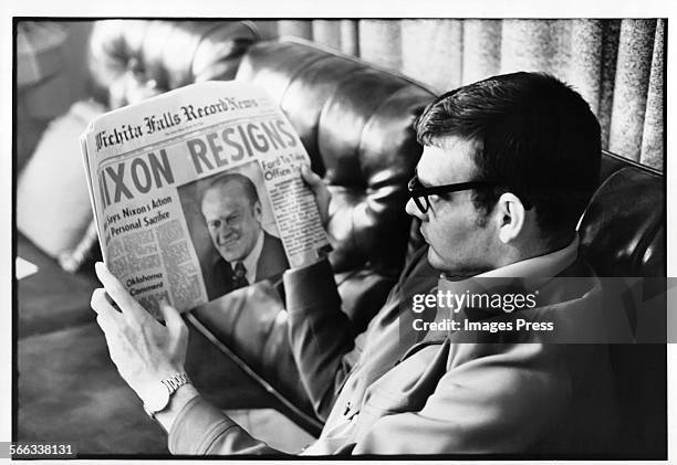 President Nixon resignation in the News circa 1974.