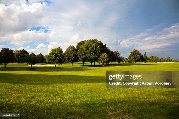 evening light over a columbus golf course - rural ohio stock pictures, royalty-free photos & images